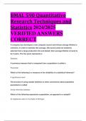 BMAL 590 Quantitative Research Techniques and Statistics 2024/2025  VERIFIED ANSWERS  CORRECT RATED A++ 