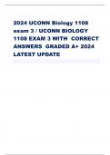 2024 UCONN Biology 1108  exam 3 / UCONN BIOLOGY  1108 EXAM 3 WITH CORRECT  ANSWERS GRADED A+ 2024  LATEST UPDATE Alpine - CORRECT ANSWER-Similar to Tundra, Lacks  permafrost, Budding - CORRECT ANSWER-Form of asexual reproduction  in which a bud/protrusion