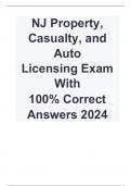 NJ Property, Casualty, and Auto Licensing Exam With 100% Correct Answers 2024
