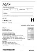 GCSE Chemistry Higher tier (8462) Paper 2 Questions and Complete Solutions