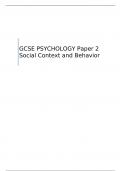 AQA   GCSE PSYCHOLOGY Paper 2 Social Context and Behavior  QUESTION PAPER FOR JUNE 2023