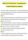 FTCE ESE K-12 Exam Competency 4 Positive Behavior Support (12) | Questions with 100% Correct Answers | Verified | Latest Update
