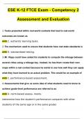 FTCE ESE K-12 Exam Competency 2 Assessment and Evaluation (13) | Questions with 100% Correct Answers | Verified | Latest Update