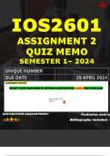 IOS2601 ASSIGNMENT 2 QUIZ MEMO - SEMESTER 1 - 2024 - UNISA - DUE : 29 APRIL 2024 (INCLUDES EXTRA MCQ BOOKLET WITH ANSWERS - DISTINCTION GUARANTEED)