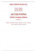 Solutions Manual for Accounting 9th Canadian Edition (Volume 2) Bsy Charle Horngren, Walter Harrison (All Chapters, 100% Original Verified, A+ Grade)