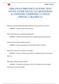 ARKANSAS DRIVER'S LICENSE TEST  STUDY GUIDE EXAM | 113 QUESTIONS  & ANSWERS (VERIFIED) | LATEST  UPDATE | GRADED A+