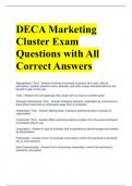 DECA Marketing Cluster Exam Questions with All Correct Answers 