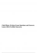 Club Pilates Written Exam Questions and Answers Latest 2024 (Verified Answers).