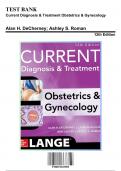 Test Bank for Current Diagnosis & Treatment Obstetrics & Gynecology, 12th Edition by Alan H. DeCherney, 9780071833905, Covering Chapters 1-60 | Includes Rationales