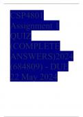 CSP4801 Assignment 1 QUIZ (COMPLETE ANSWERS)2024 (684809) - DUE 22 May 2024