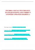 PSY20016- SOCIAL PSYCHOLOGY EXAM QUESTIONS AND CORRECT ANSWERS UPDATED GRADED A+