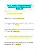 GACE Elementary Education Test 2 Questions and Answers Already  Graded A