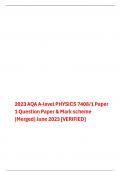 2023 AQA A-level PHYSICS 7408/1 Paper 1 Question Paper & Mark scheme (Merged) June 2023 [VERIFIED]