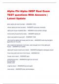 Alpha Phi Alpha IMDP Real Exam  TEST questions With Answers |  Latest Update
