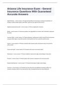 Arizona Life Insurance Exam - General Insurance Questions With Guaranteed Accurate Answers