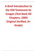 Test Bank for A Brief Introduction to the Old Testament 4th Edition By Coogan (All Chapters, 100% Original Verified, A+ Grade)