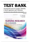 Test Bank for Nursing Research in Canada: Methods, Critical Appraisal, and Utilization 4TH EDITION LoBiondo-Wood 9781771720984 Chapter 1-20 Complete Guide.
