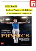 TEST BANK For College Physics, 5th Edition By Alan Giambattista, Verified Chapters 1 - 30, Complete Newest Version