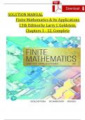 Finite Mathematics and Its Applications, 13 Edition SOLUTION MANUAL by Larry J. Goldstein, Complete Chapters 1 - 12, Verified Latest Version