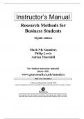 Solution Manual for Research Methods For Business Students 8th Edition Mark Saunders, Philip Lewis..........@Recommended                        