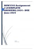 BSW3703 Assignment 2 (COMPLETE ANSWERS) 2024 - DUE June 2024 Course Community Work: Theories, Approaches and Models (BSW3703) Institution University Of South Africa (Unisa) Book Social Work Models, Methods and Theories