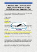 (Complete) West Coast EMT Final Exam /Latest 2024-2025/ With Verified Answers: Guarantee Pass