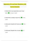 Optometry CA Law Exam Questions with Correct Answers