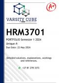 HRM3701 PORTFOLIO (DETAILED ANSWERS) Semester 1 2024 - DISTINCTION GUARANTEED