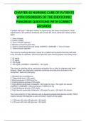 CHAPTER 40 NURSING CARE OF PATIENTS WITH DISORDERS OF THE ENDOCRINE: PANCREAS QUESTIONS WITH CORRECT ANSWERS|100% verified