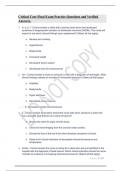 Critical Care Final Exam Practice Questions and Verified Answers