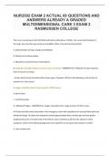 NUR2502 EXAM 2 ACTUAL 60 QUESTIONS AND ANSWERS ALREADY A GRADED MULTIDIMENSIONAL CARE 3 EXAM 2 RASMUSSEN COLLEGE.