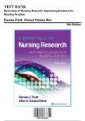 Test Bank: Essentials of Nursing Research Appraising Evidence for Nursing Practice 10th Edition by Polit - Ch. 1-18, 9781975141851, with Rationales