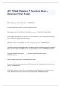 ATI TEAS Version 7 Practice Test – Science Final Exam