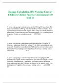 Dosage Calculation RN Nursing Care of Children Online Practice Assessment 3.0 look at 