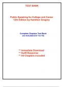 Test Bank for Public Speaking for College and Career,  12th Edition Gregory (All Chapters included)