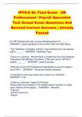 IPPS-A DL Final Exam - HR  Professional / Payroll Specialist Test Actual Exam Questions And  Revised Correct Answers | Already  Passed