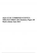 AQA GCSE COMBINED SCIENCE: TRILOGY 8464/C/2H Chemistry Paper 2H Mark scheme June 2023 
