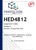 HED4812 Assignment 5 (DETAILED ANSWERS) 2024 - DISTINCTION GUARANTEED