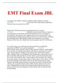 EMT Final Exam JBL   According to the USDOT, minimum staffing for BLS ambulance includes: -        ANSWER                                        At least one EMT in the patient compartment. The driver does not need to be an EMT    Which of the following s