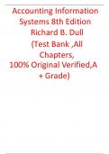 Test Bank  For Accounting Information Systems 8th Edition  Richard B. Dull  