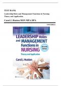 Test Bank for Leadership Roles and Management Functions in Nursing Theory and Application, 11th Edition by Marquis, 9781975193065, Covering Chapters 1-25 | Includes Rationales