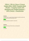 NR341 / NR-341 Exam 2 (Latest Update 2024 / 2025): Complex Adult Health | Complete Guide with Questions and Verified Answers | 100% Correct - Chamberlain