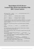 Mark Klimek NCLEX Review Lecture/Yellow Book Exam Questions With 100% Correct Answers