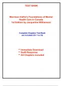 Test Bank for Morrison-Valfre’s Foundations of Mental Health Care in Canada, 1st Edition Williamson (All Chapters included)