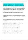 Human Evolutionary Biology And Life History Midterm #1 Correct Answers!! Questions and answers latest update 