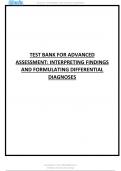 TEST BANK FOR ADVANCED ASSESSMENT INTERPRETING FINDINGS AND FORMULATING DIFFERENTIAL DIAGNOSESTEST BANK FOR ADVANCED ASSESSMENT INTERPRETING FINDINGS AND FORMULATING DIFFERENTIAL DIAGNOSES