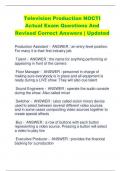 Television Production NOCTI  Actual Exam Questions And  Revised Correct Answers | Updated
