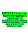 ATI TEAS 6 Practice Tests Workbook 6 Full Length Questions Test Bank with Correct Answers |Latest Update 2021/2022 Guaranteed A+