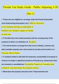 Florida Test Study Guide - Public Adjusting 3-20 (Set 1)  Questions and Answers (2024 / 2025) (Verified Answers)