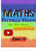 Formula sheet and Revision Questions 